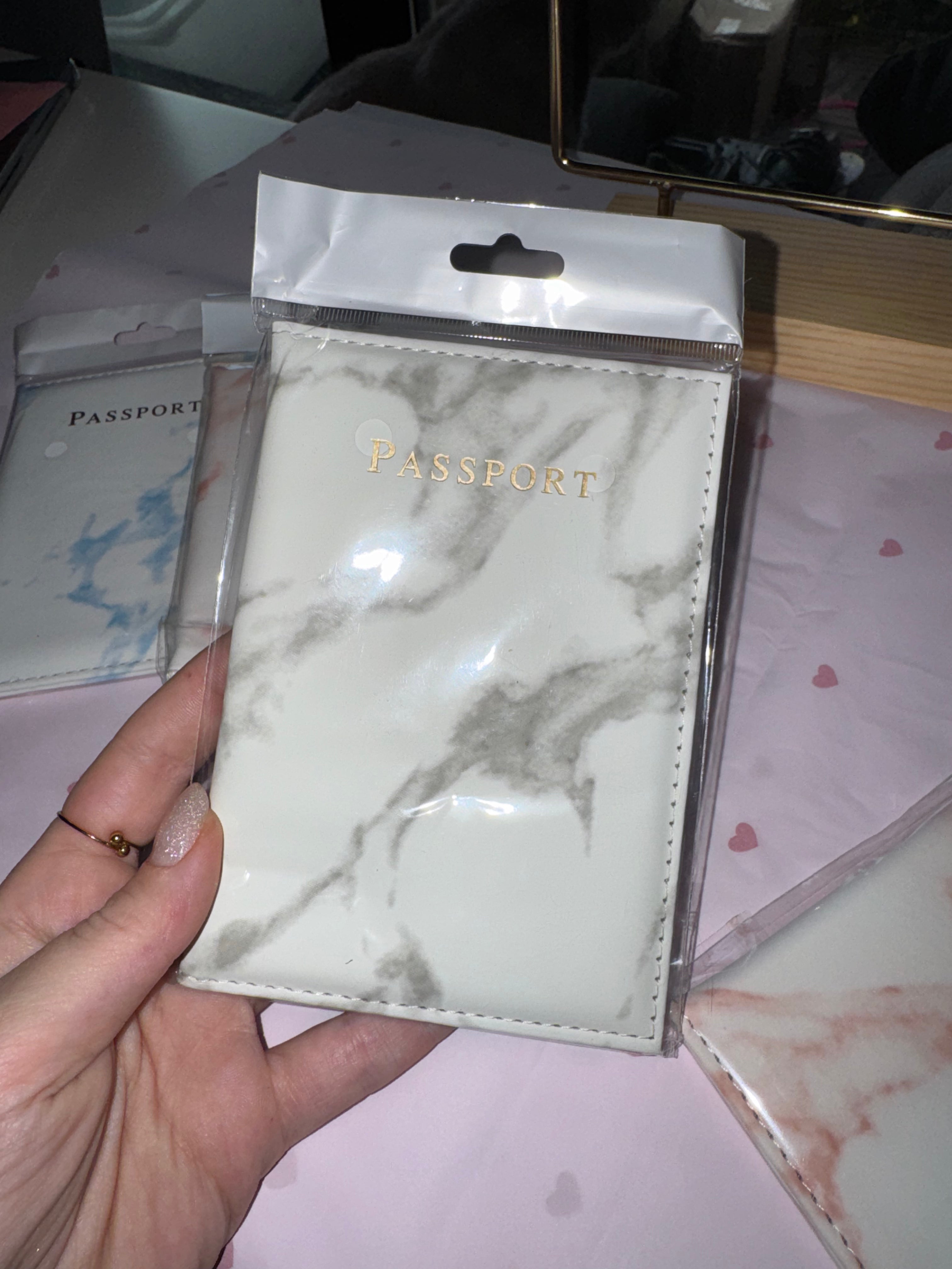 Paspoort hoesje marble zwart